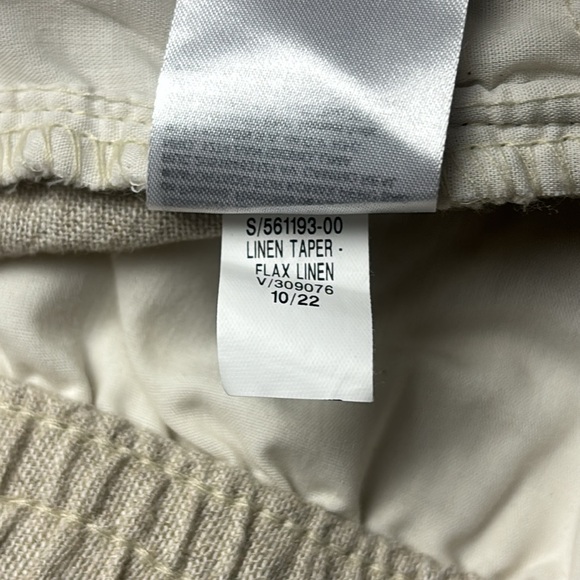 Old Navy Tan Flax Linen Taper Pull On Pants w/ Hidden Drawstring Belt, Sz L - Picture 6 of 11